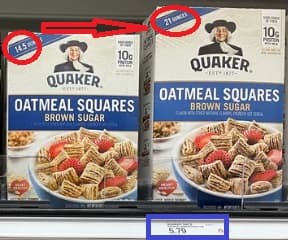 슈링크플레이션의 해외 사례 : 시리얼