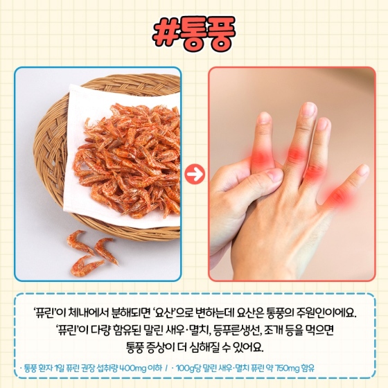 아플때 피해야하는 수산물, 통풍, 말린 새우, 조개
