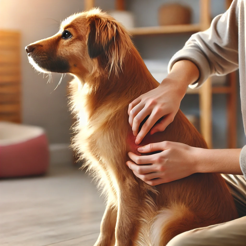 피부를 긁고 있는 반려견