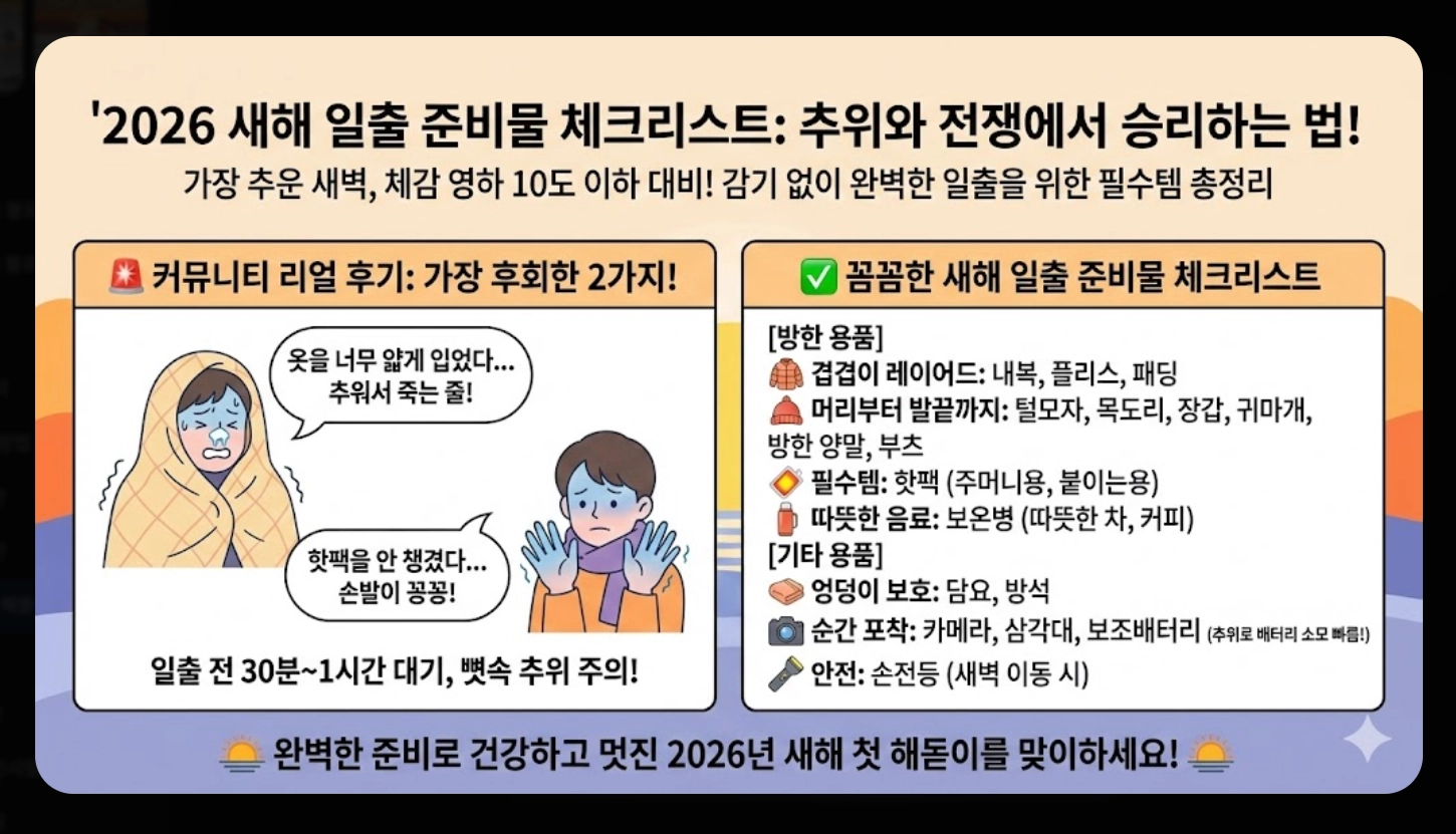 2026년 1월 1일 해돋이 시간 전국 총정리