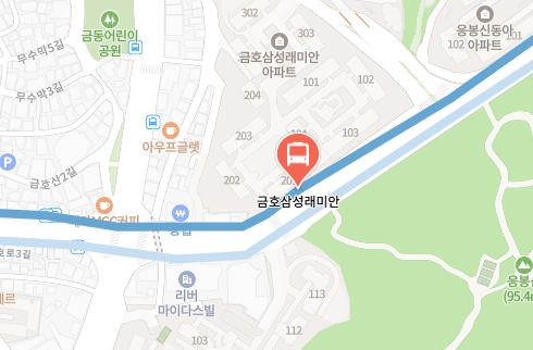 금호삼성래미안에서 인천공항 리무진 공항버스(6010번) 지도 위치