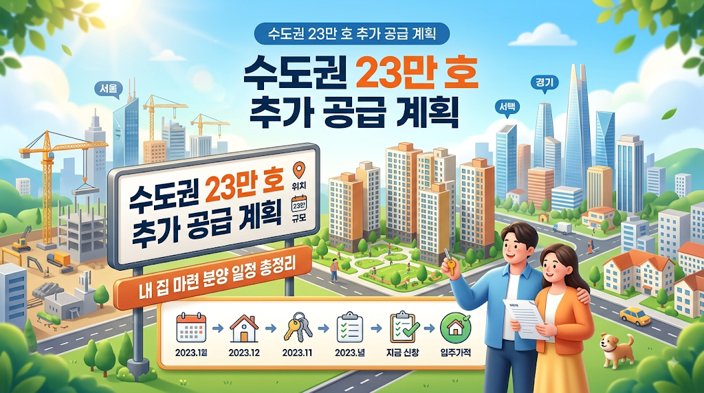 수도권 23만 호 추가 공급 계획 및 내 집 마련 분양 일정 총정리