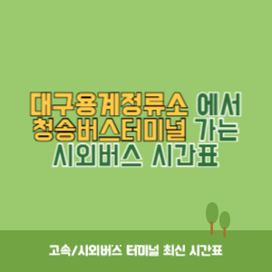 대구용계정류소에서 청송버스터미널 가는 시외버스 시간표 최신정보
