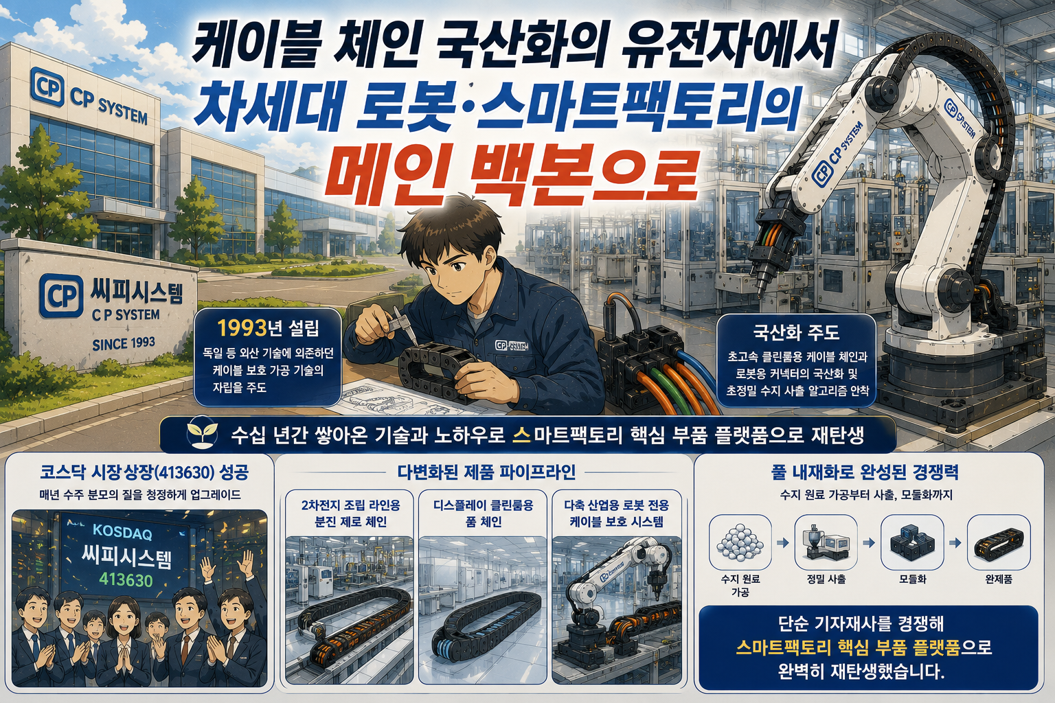 씨피시스템(413630)｜케이블 보호 체인의 독점적 국산화 장벽과 로봇&middot;스마트팩토리 수주가 강제하는 가치 리레이팅