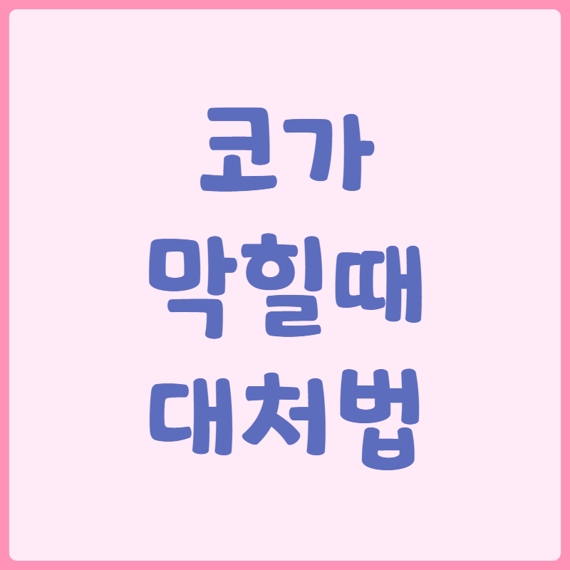 코가 막힐때 대처법