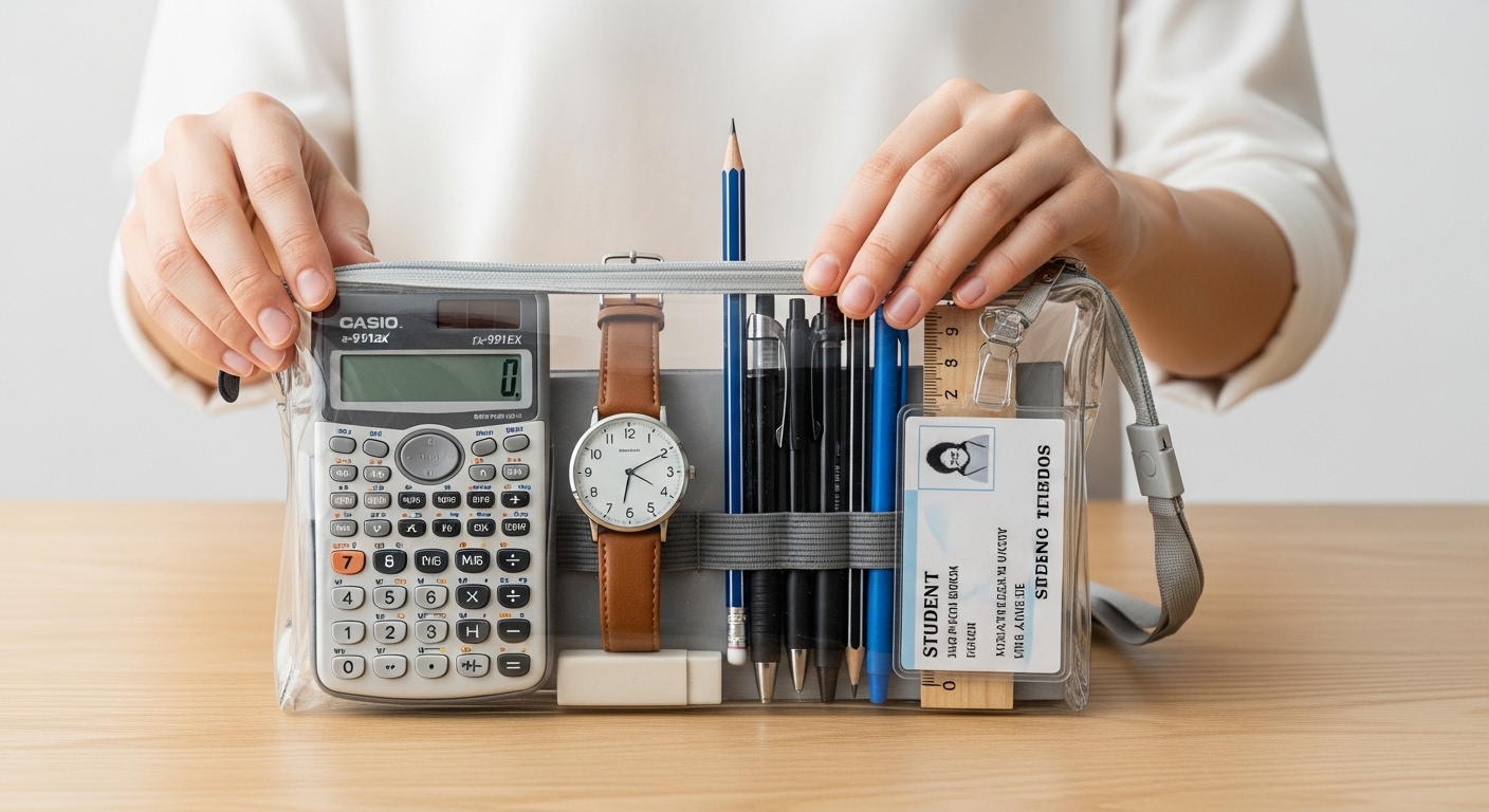 수능 준비물을 꼼꼼하게 점검하며 챙기는 학생의 모습