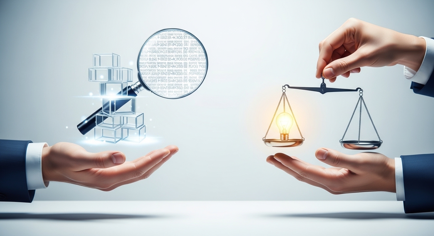 기업의 투명성과 소비자의 합리적 선택을 상징하는 두 손이 협력하는 이미지.