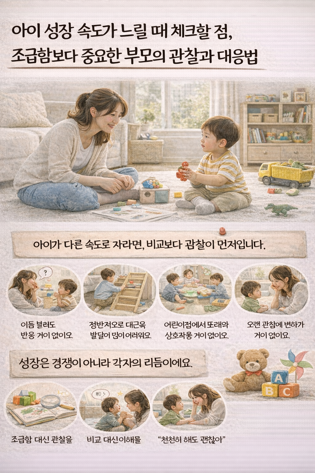 아이 성장 속도가 느릴 때 체크할 점, 조급함보다 중요한 부모의 관찰과 대응법