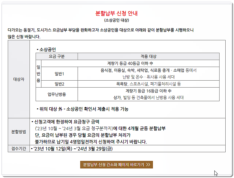 소상공인 분할납부 신청 안내