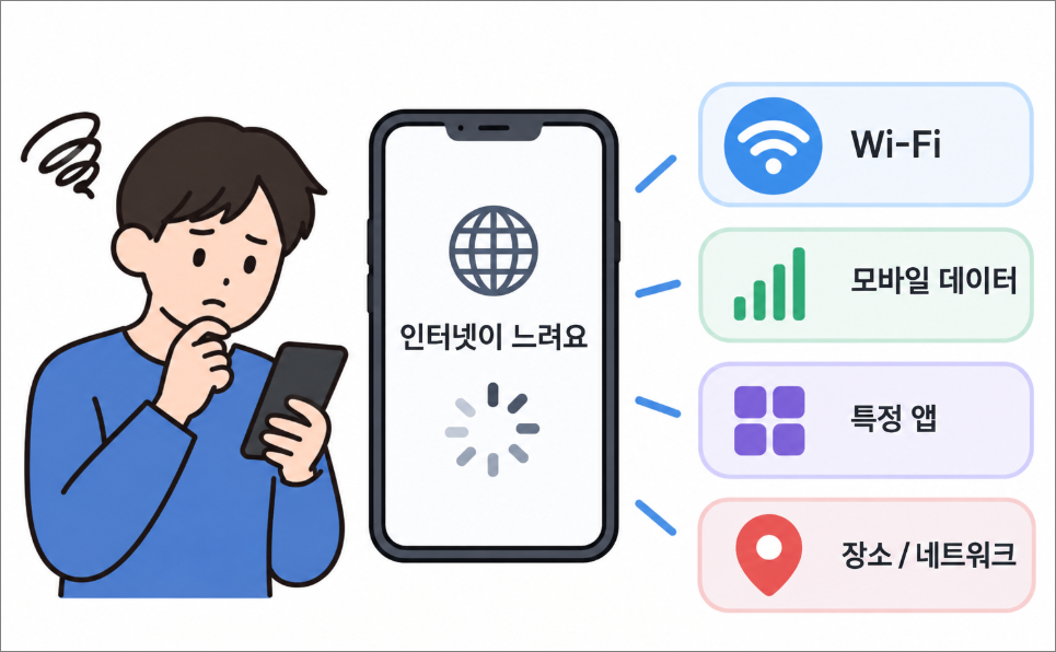휴대폰 인터넷이 갑자기 느려졌을 때 원인 찾는 방법