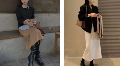 단정한 블랙-아이보리-브라운 컬러 매칭 스타일링 (출처: pinterets.com)