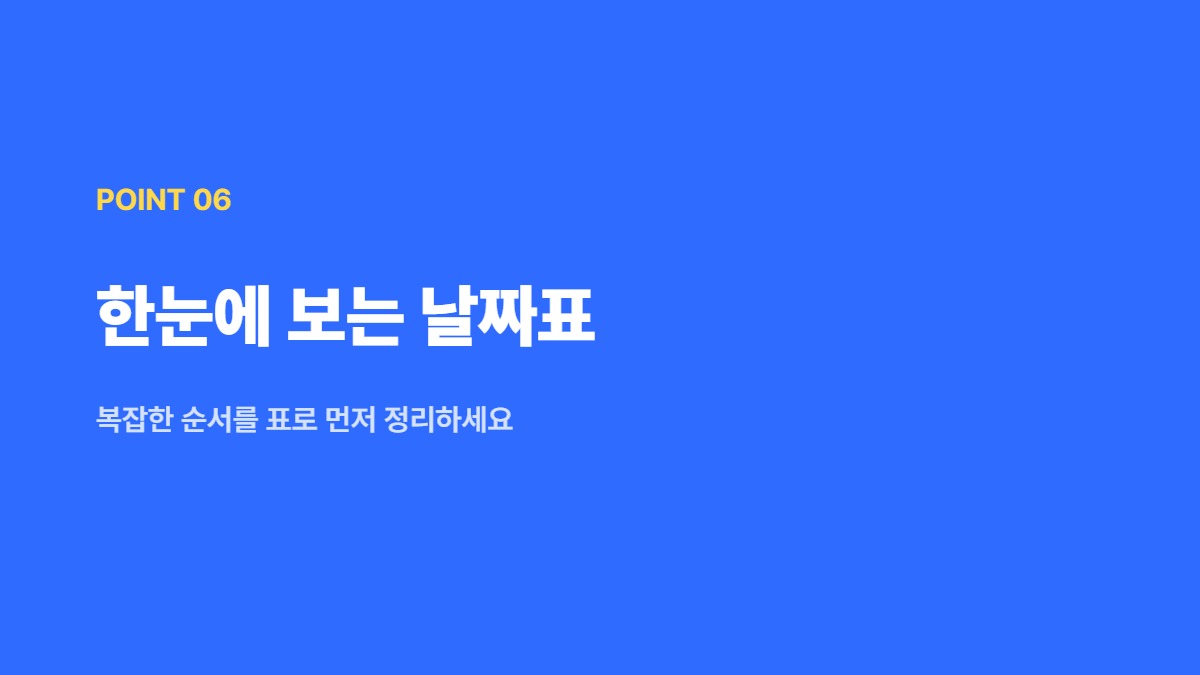 한눈에 보는 날짜표 — 복잡한 순서를 표로 먼저 정리하세요