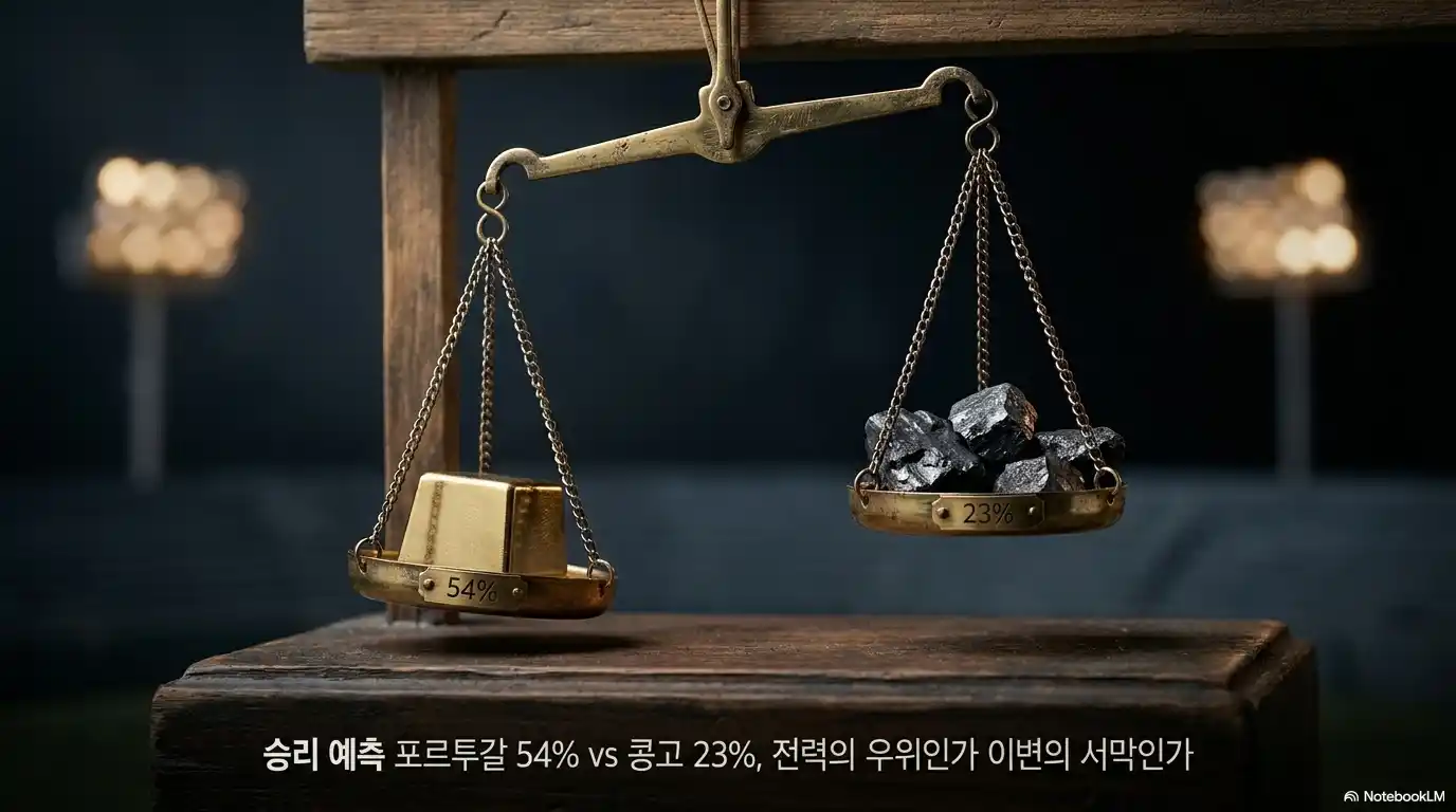 포르투갈 콩고민주공화국 경기 승리 확률 예측 54% 23%
