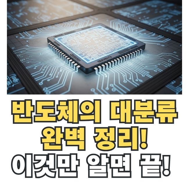 빛나는 푸른색 회로가 그려진 미래형 반도체 칩 썸네일 이미지