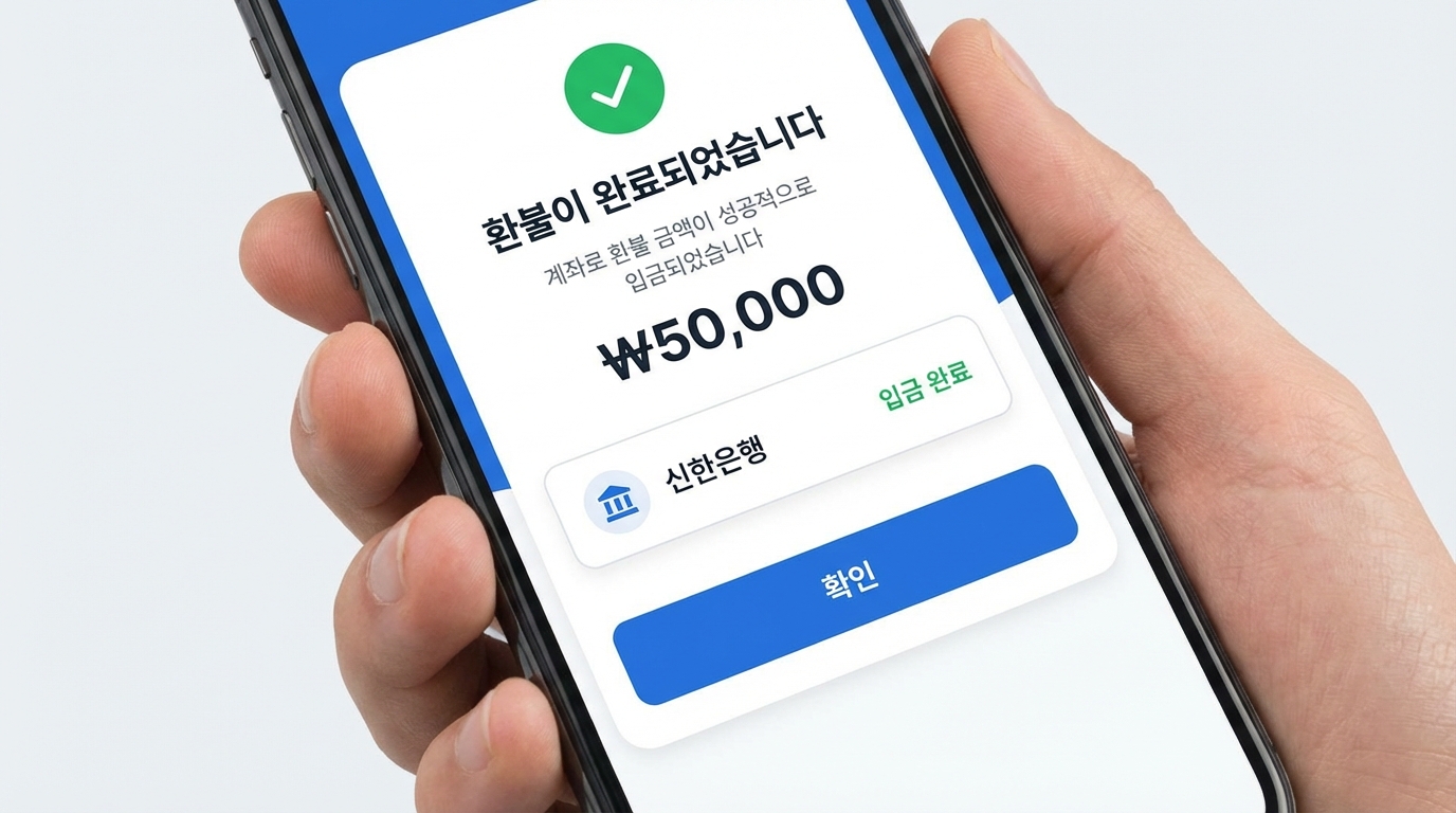 환급금 입금 완료 알림 화면 일러스트