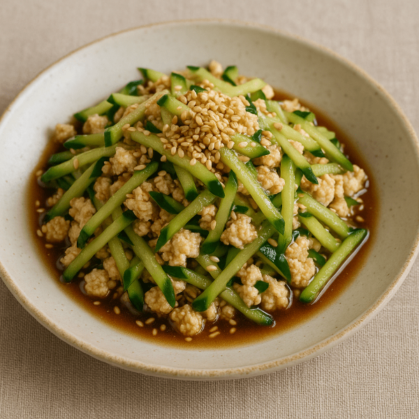 채썬오이와 으깬 두부로 만든 두부오이무침