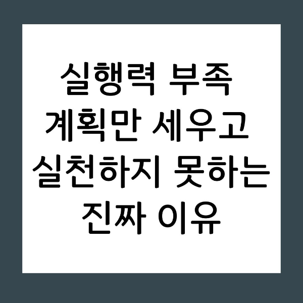 실행력 부족 계획만 세우고 실천하지 못하는 진짜 이유