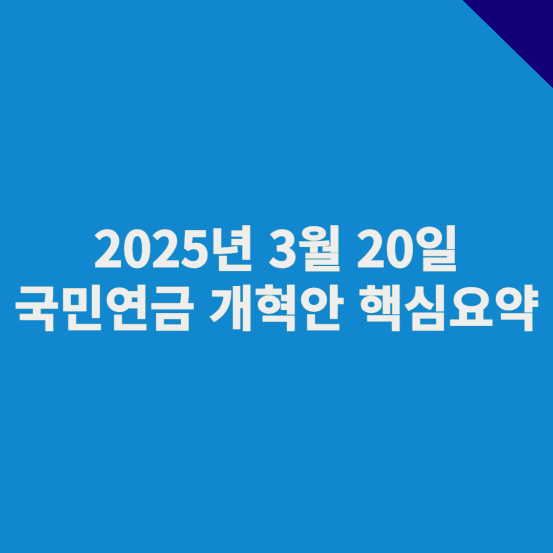 2025 국민연금 개혁안 핵심 요약 : 2030세대가 꼭 알아야 할 변화들
