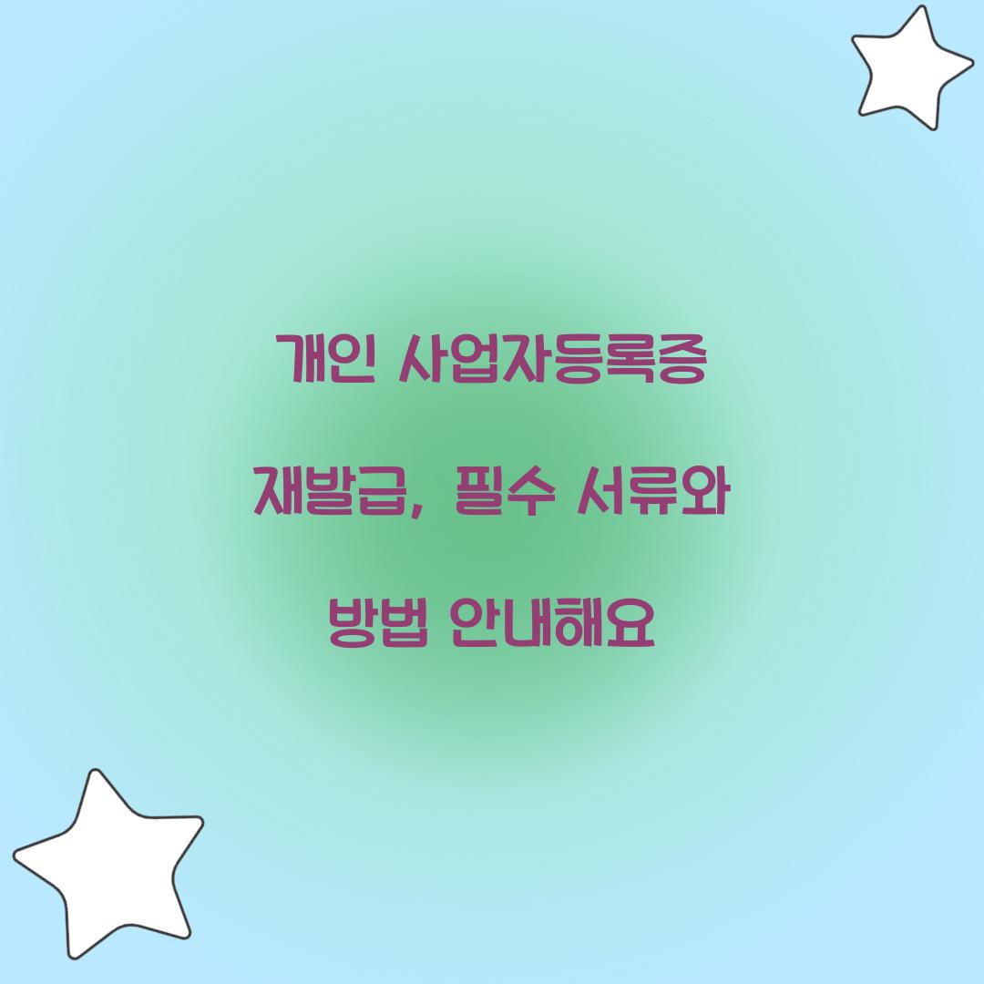 개인 사업자등록증 재발급