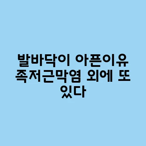 발바닥이 아픈이유 족저근막염 외에 또 있다