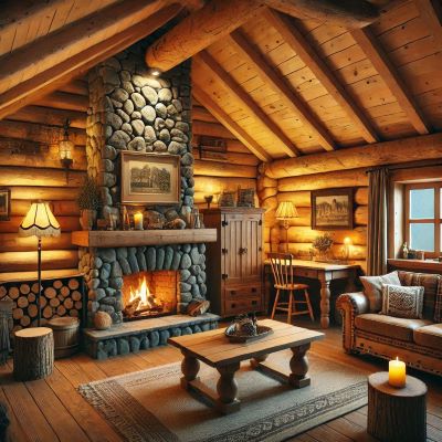 소나무로 만든 건축물 내부의 모습