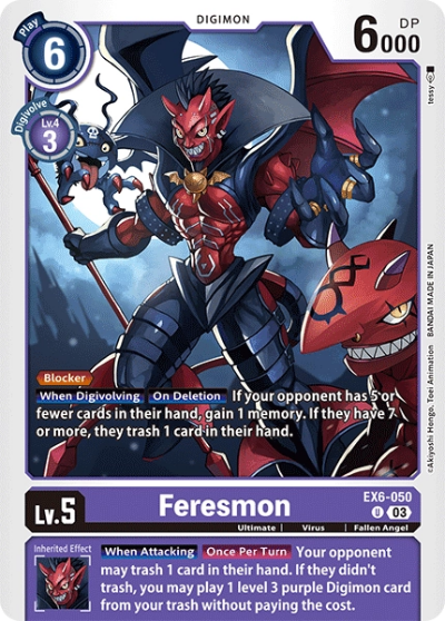 디지몬TCG 신규 테마 부스터 팩 추천 EX6 인퍼널 어센션 살펴보기 / 자색 수록카드 EX6-050 페레스몬