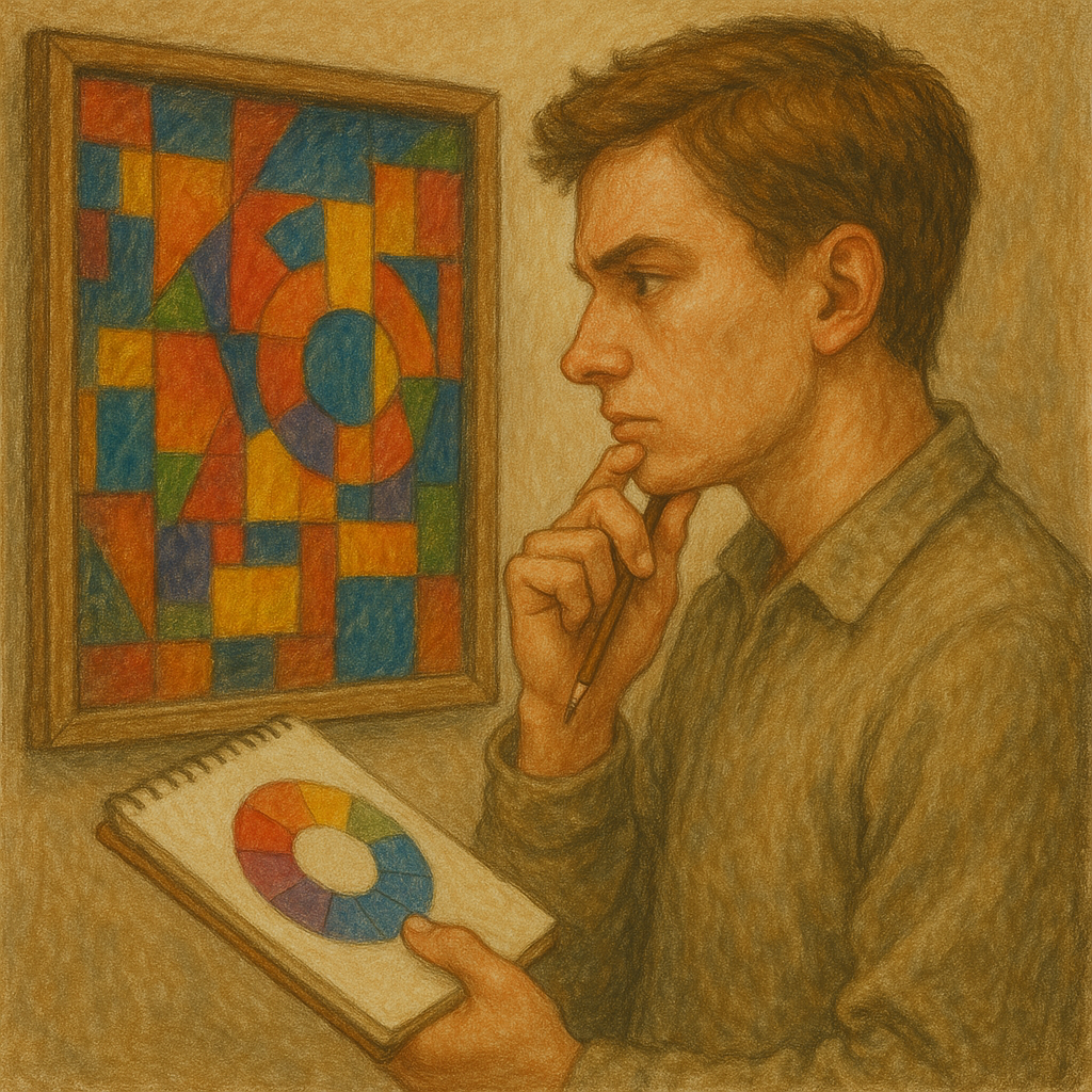 미술작품 분석하는 학생 이미지