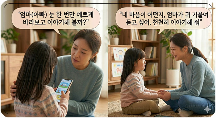 말할 때 눈을 맞추지 못하기