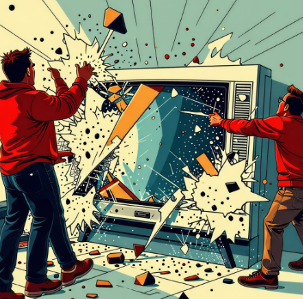 TV를 부수는 사람들 일러스트