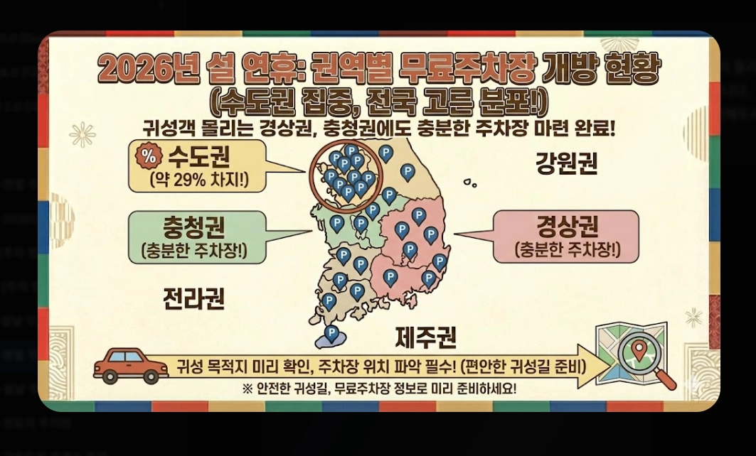 명절 무료주차장 확인(2026년, 설 연휴, 개방 현황)(+ 조회 방법)