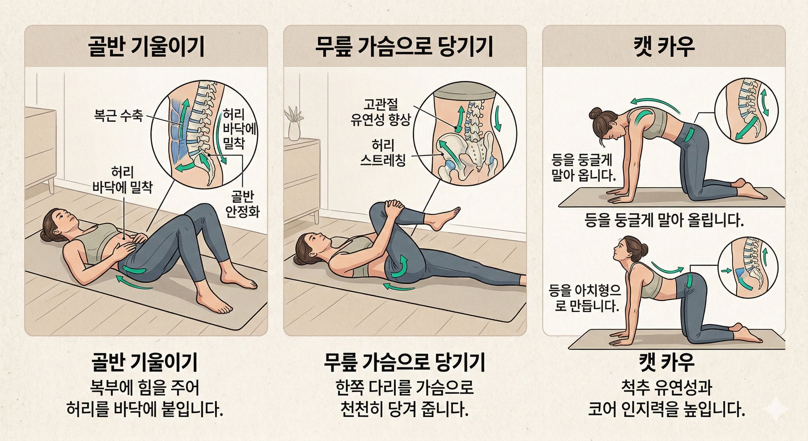 코어 안정화 운동 허리 통증 줄이는 복근 운동 준비 운동