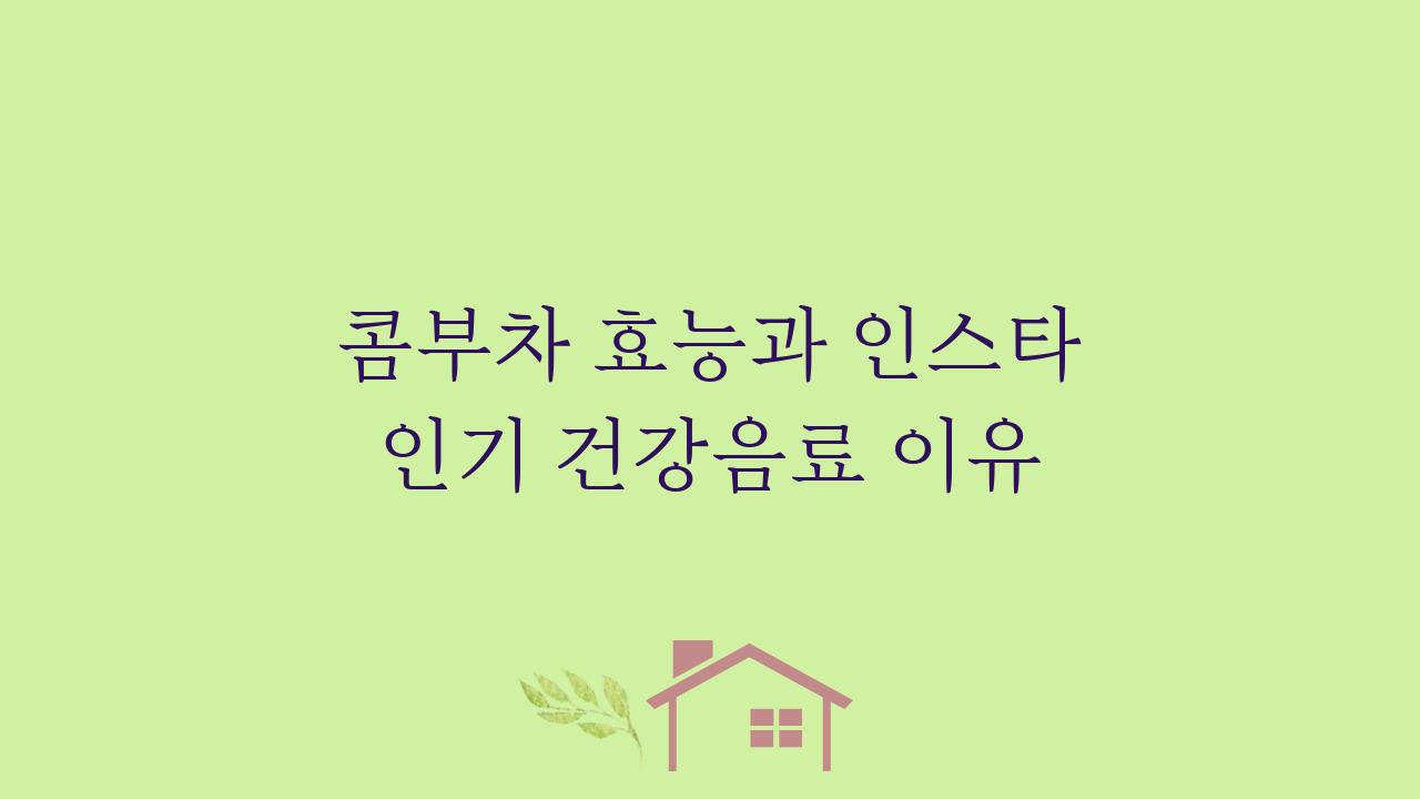 콤부차 효능과 인스타 인기 건강음료 이유