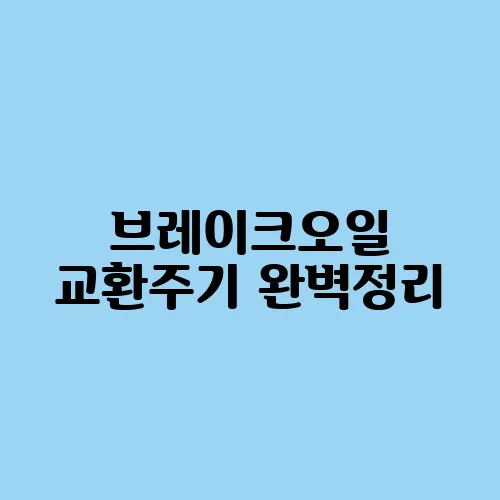 브레이크오일 교환주기 완벽정리