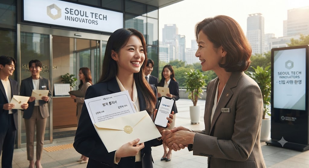 면접에 합격해서 통보서를 가지고 있는 구직활동자