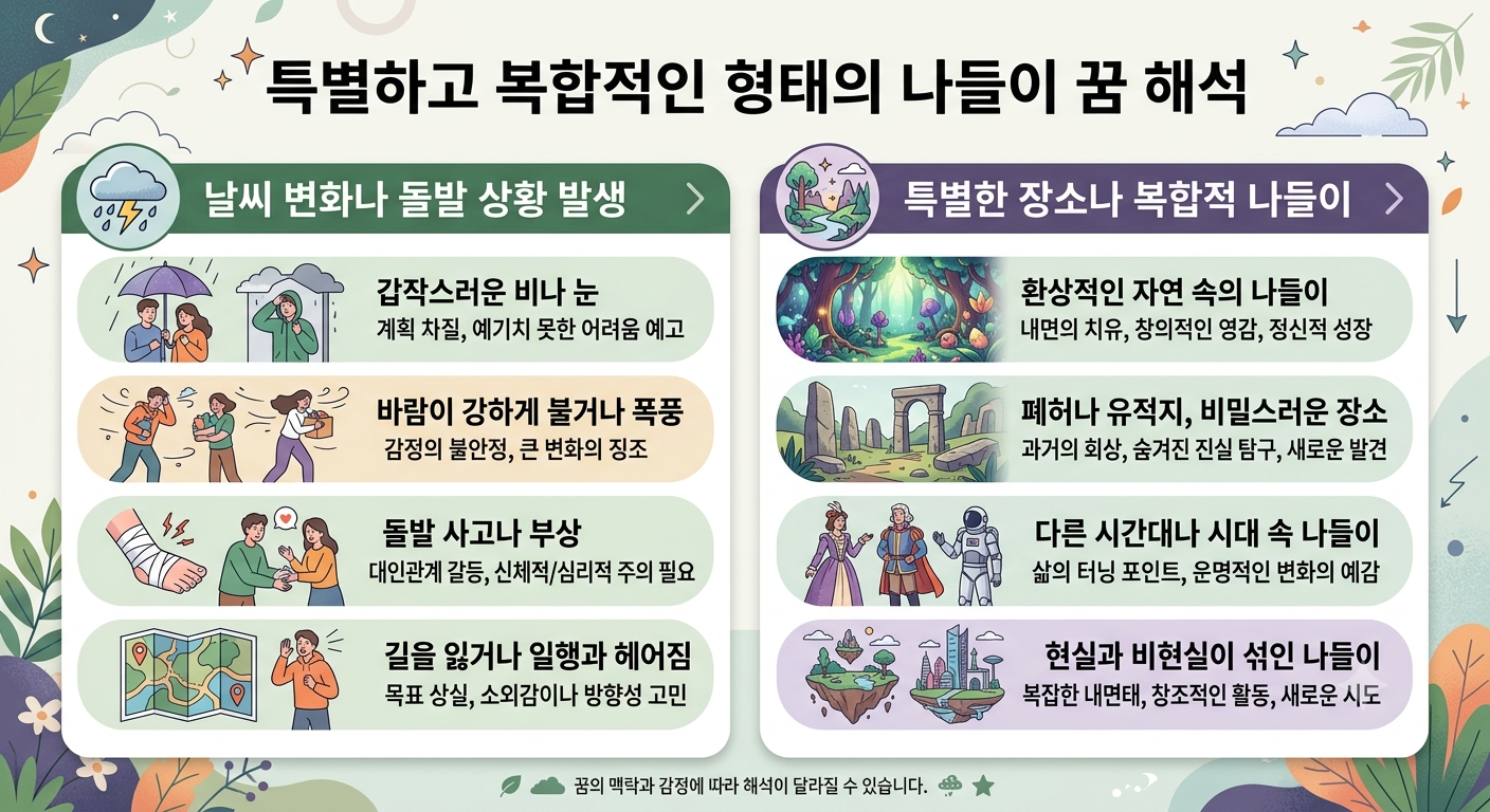 나들이 소풍 꿈, 갑자기 소나기·태풍을 만난 꿈, 위기를 대박 기회로 바꿀 징조