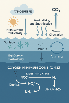 심해 무산소층(OMZ) 형성 메커니즘과 질소 순환 변화의 지구생화학적 구조