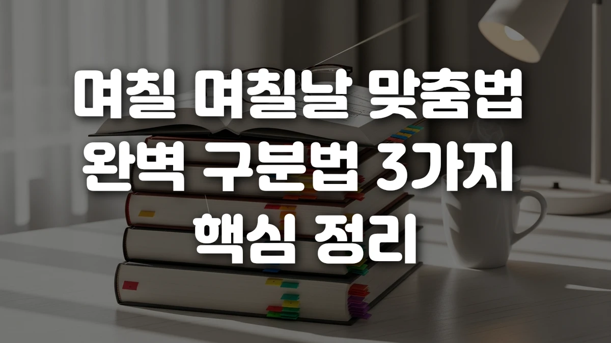며칠 며칠날 맞춤법 완벽 구분법 3가지 핵심 정리
