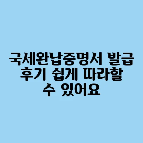 국세완납증명서 발급 후기 쉽게 따라할 수 있어요