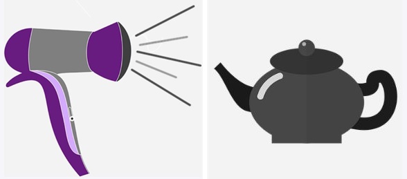 헤어드라이기-뜨거운물