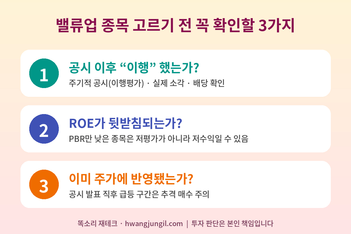 밸류업 종목을 고르기 전 확인할 3가지