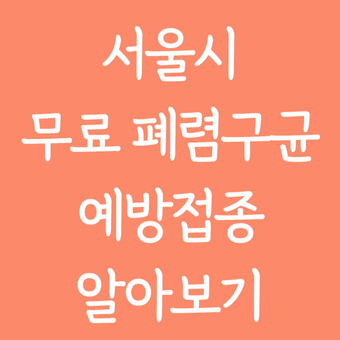 서울시 무료 폐렴구균 예방접종 알아보기