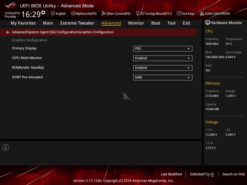 BIOS &gt; Primary Display