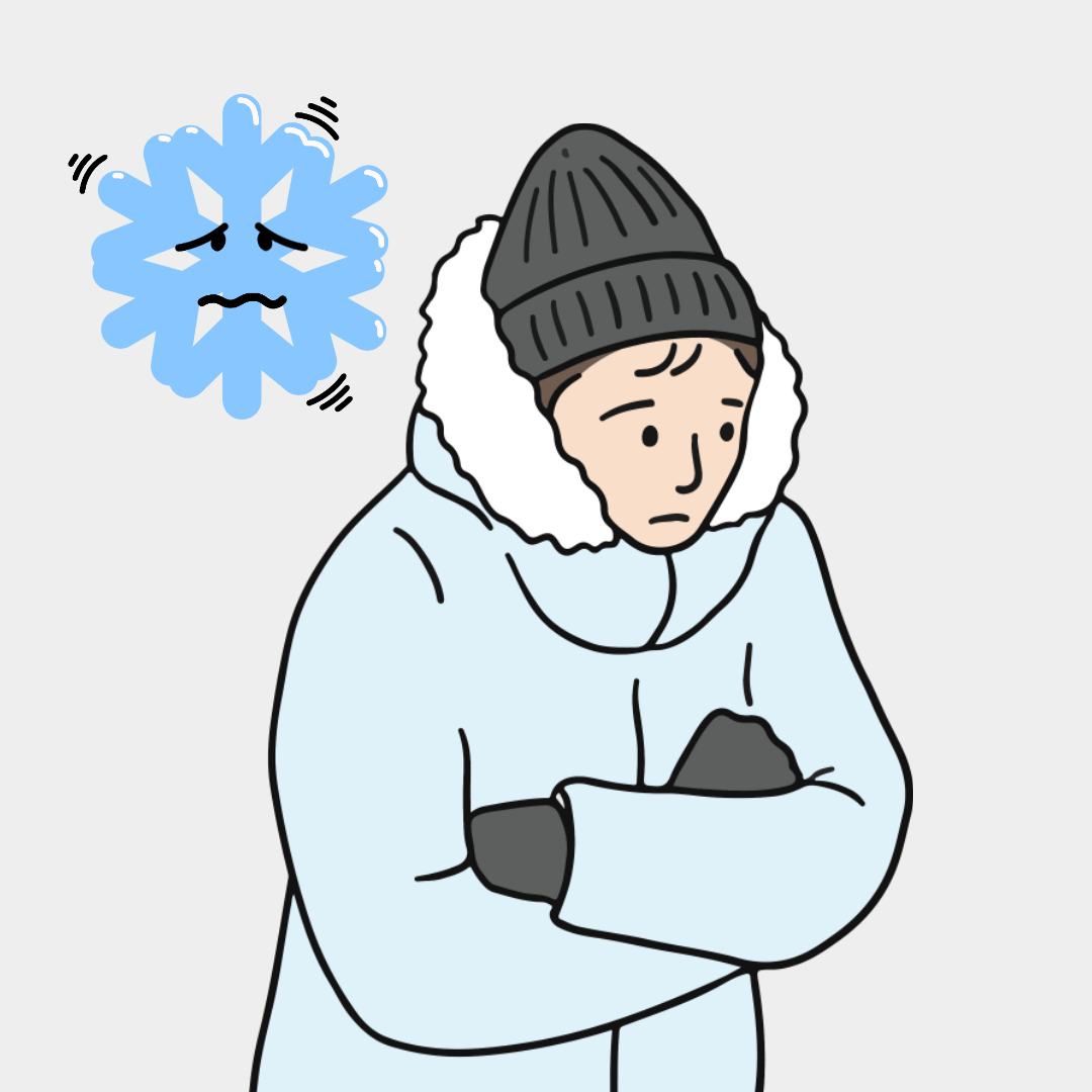 추위에 떨고 있는 남성