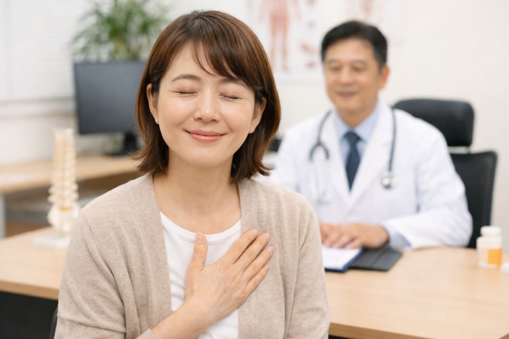 진료 후 안도하는 환자 분위기의 이미지