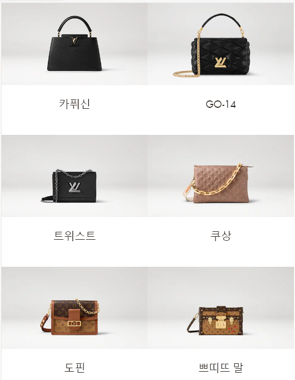루이비통(Louis Vuitton) 주력 제품 가방 라인업