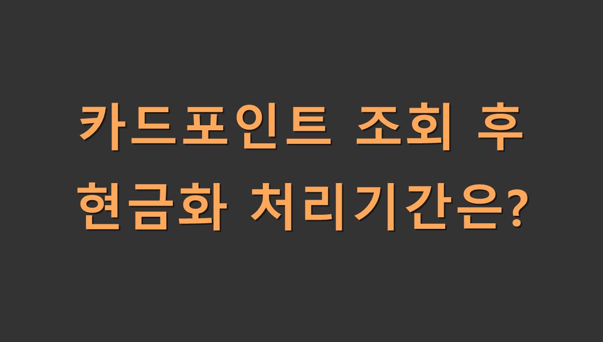 카드포인트 조회 후 현금화 처리기간