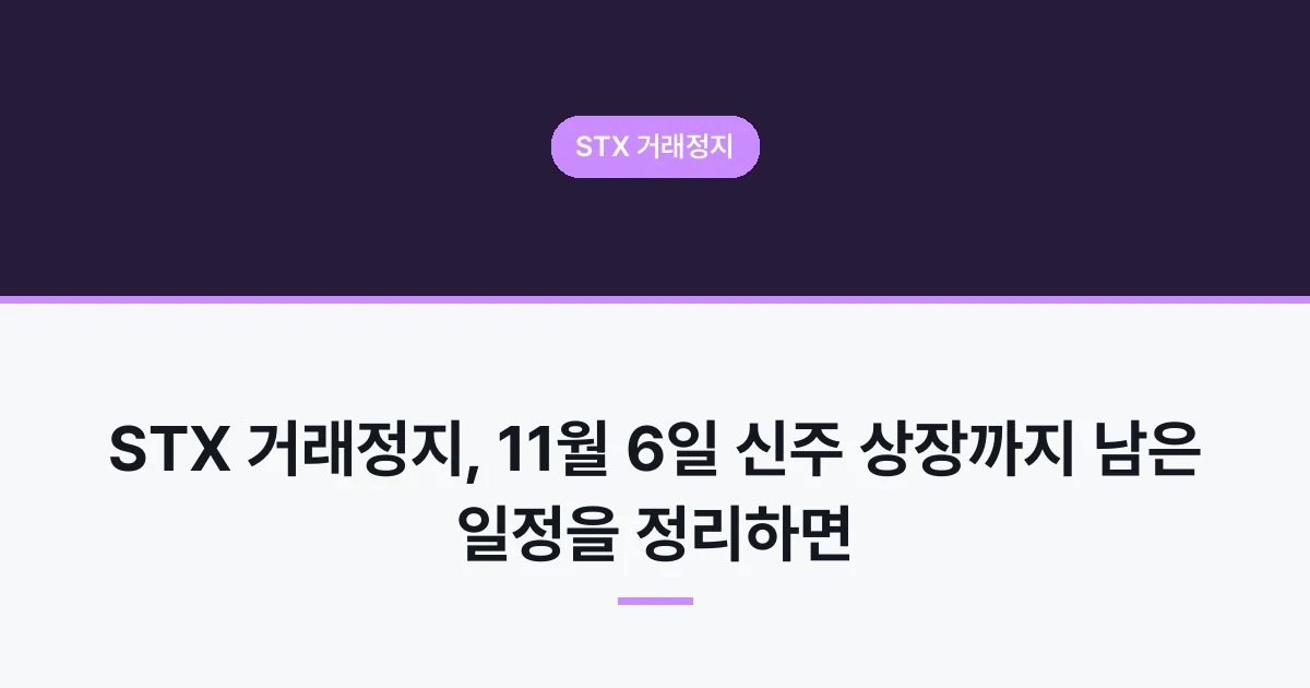 STX 거래정지, 11월 6일 신주 상장까지 남은 일정을 정리하면