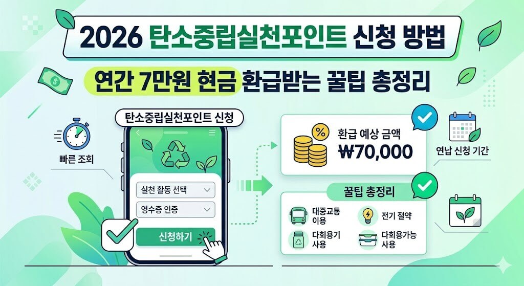 2026년 탄소중립실천포인트 항목별 적립 금액 및 편의점 마트 활용 방법 요약표