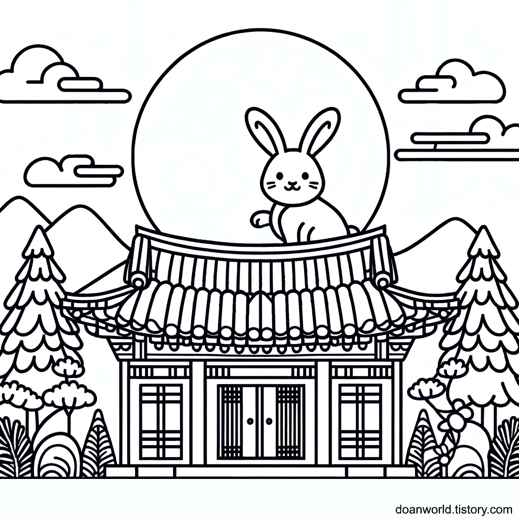 정월대보름 보름달 색칠공부 도안