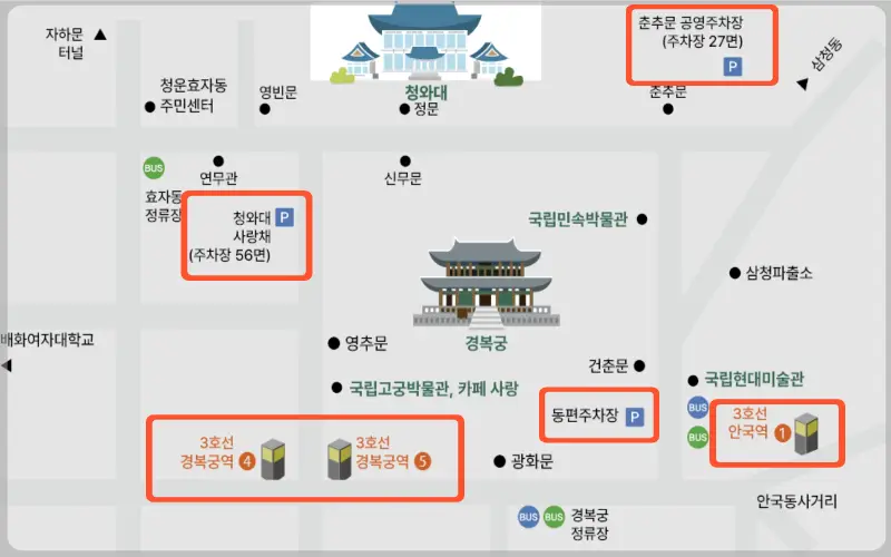 청와대 관람 주차장